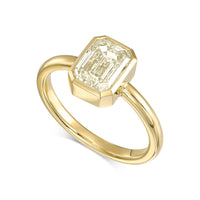 1.52 Carat Emerald Bezel Diamond Engagement Ring In 14k Yellow Gold