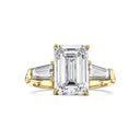 3.50 Carat Emerald With Baguette Side Stones Diamond Engagement Ring