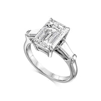 Emerald With Tapered Baguette Side Stones Diamond Engagement Ring