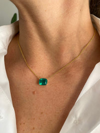 3.00 Carat Emerald Solitaire Necklace