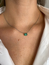 2.00 Carat Emerald Solitaire Pendant in 14K White Gold