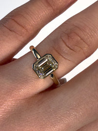 1.52 Carat Emerald Solitaire Diamond Engagement Ring In 14k Yellow Gold