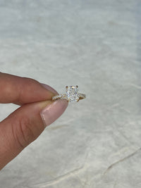 Elongated Cushion Pavé With Hidden Halo Diamond Engagement Ring