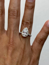 Pear Shape Halo Diamond Engagement Ring