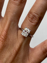 Elongated Cushion Solitaire Diamond Engagement Ring