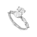 2.20 Carat Oval With Marquise Side Stones Diamond Engagement Ring In 14K White Gold