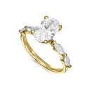 2.20 Carat Oval-Cut Diamond Ring with Marquise Side Stones