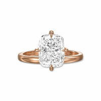 Elongated Cushion Compass Solitaire Diamond Engagement Ring