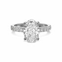 2.50 Carat Oval with Pavé Band and Hidden Halo Diamond Engagement Ring In 18k White Gold