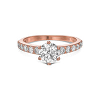 Round Brilliant Six Prongs Pavé Diamond Engagement Ring