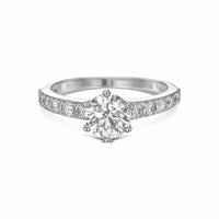 Round Brilliant Six Prongs Pavé Diamond Engagement Ring