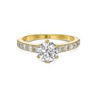 Round Brilliant Six Prongs Pavé Diamond Engagement Ring