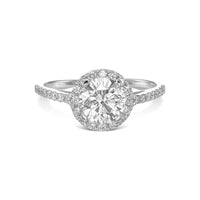 1.70 Carat Round Brilliant Halo Diamond Engagement Ring In 18k White Gold