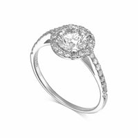 1.70 Carat Round Brilliant Halo Diamond Engagement Ring In 18k White Gold