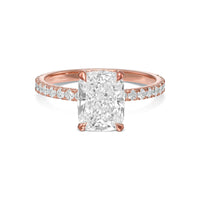 Elongated Cushion Pavé With Hidden Halo Diamond Engagement Ring
