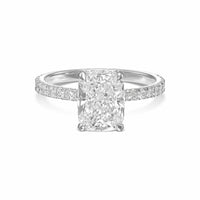 Elongated Cushion Pavé With Hidden Halo Diamond Engagement Ring