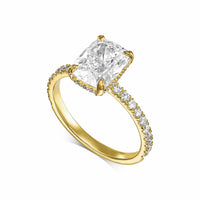 Elongated Cushion Pavé With Hidden Halo Diamond Engagement Ring