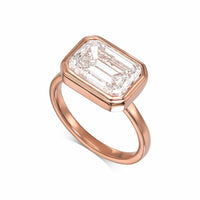 Emerald East-to-West Bezel Diamond Engagement Ring