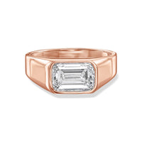 Emerald East-to-West Bezel Diamond Engagement Ring