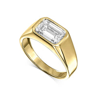 Emerald East-to-West Bezel Diamond Engagement Ring