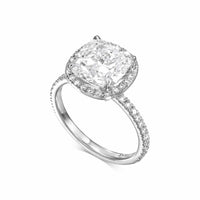 Square Cushion Halo Diamond Engagement Ring