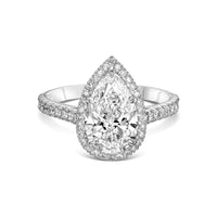 Pear Shape Halo Diamond Engagement Ring