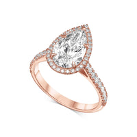 Pear Shape Halo Diamond Engagement Ring