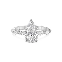 2.21 Carat Pear Shape with Marquise Side Stones Diamond Engagement Ring