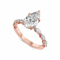 Pear-Shape With Marquise Side Stones Diamond Engagement Ring