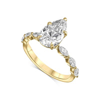 Pear-Shape With Marquise Side Stones Diamond Engagement Ring