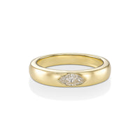 0.25 Carat Bezel-Set Marquise Diamond Band in 14K Yellow Gold