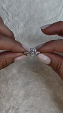 2.50 Carat Oval with Pavé Band and Hidden Halo Diamond Engagement Ring In 18k White Gold