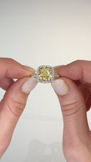 4.00 Carat Cushion Fancy Intense Yellow Diamond Engagement Ring